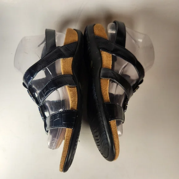 VIONIC Women's Amber Sandal 39 / 7 Blue Leather Strappy Comfort Orthotic Shoes - Picture 4 of 11